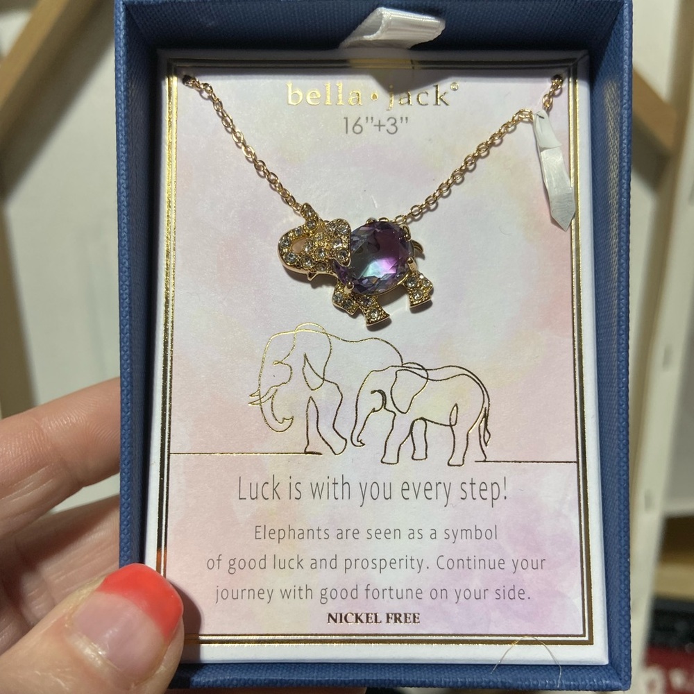 Bella Jack NIB Elephant Pendant Necklace Gold Tone 16 Inches